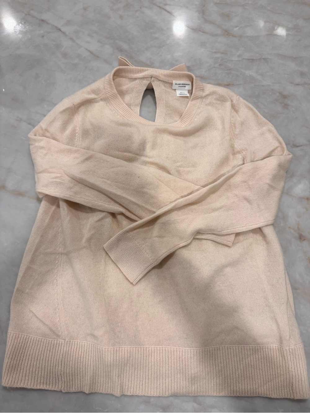 Club Monaco Cashmere Women’s Cream Keyhole-Back Knit Sweater